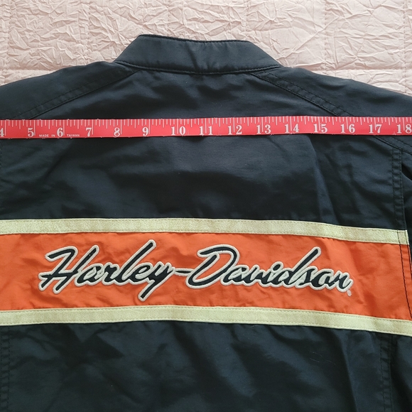 Harley-Davidson Black and Orange Bomber Jacket with Protective Padding - Picture 4 of 7